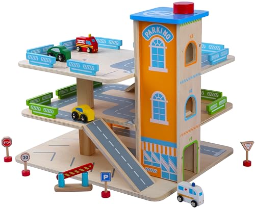 Bayer Chic 2000 - Ampio parcheggio per bambini in legno - garage auto - garage con accessori, garage con ascensore