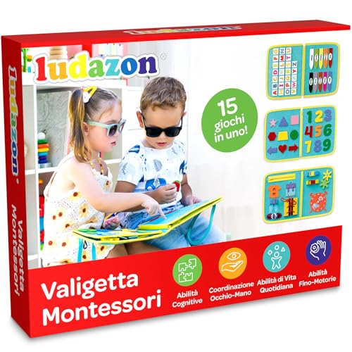 LUDAZON® Valigetta Montessori per lo Sviluppo Cognitivo, REGALO DI NATALE per Bambini di 1 2 3 4 5 Anni, Intrattiene