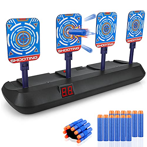 Zhcuves Tiro Bersaglio Elettrico per Nerf, Giochi Bambini 3 4 5 6 7 8 9 10 Anni Ripristino Automatico Digitale Target