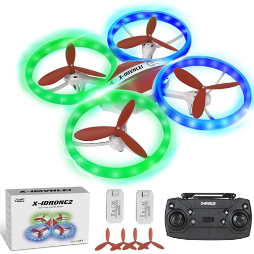 Mini Drone Telecomandato con Luce a LED, Droni Quadricottero RC con Luci LED, Modalità Senza Testa, Flip a 360°, 3