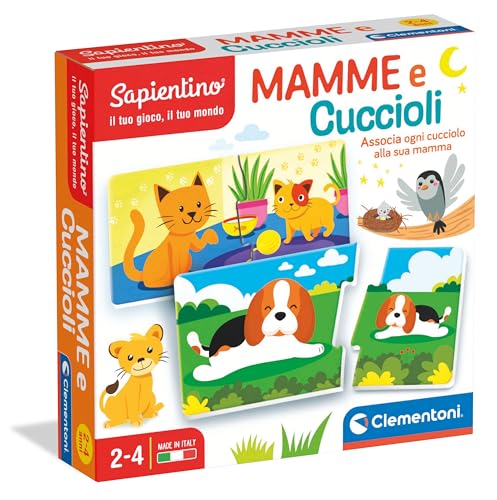 Clementoni Sapientino - Mamme e Cuccioli, Gioco Educativo per Bambini 2-4 Anni, Flashcards per Riconoscere gli Animali e