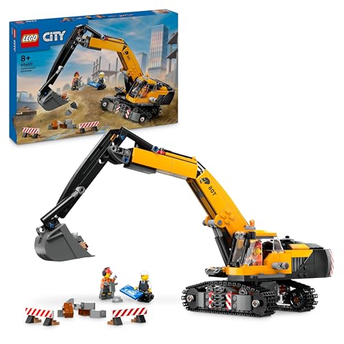 LEGO City Escavatore da Cantiere Giallo, Giochi Creativi per Bambini e Bambine da 8 Anni, Veicolo Giocattolo da Cantiere