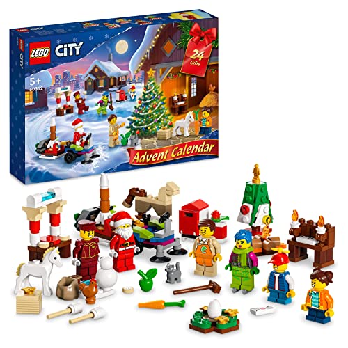 LEGO 60352 City Calendario Dell'Avvento 2022, Costruzioni Regalo A Tema Natalizio, Giochi Per Bambini, Minifigure Di