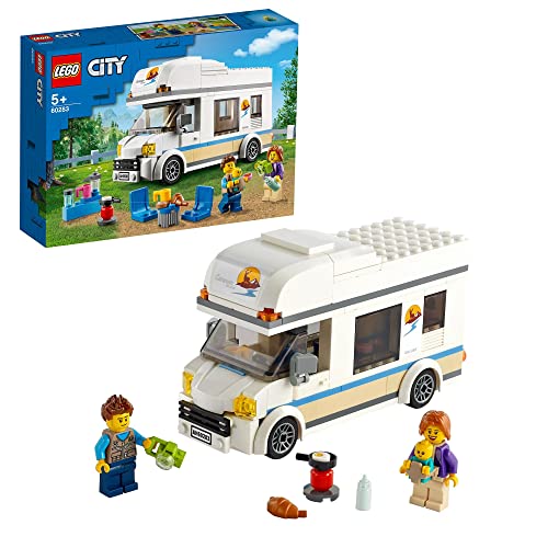 LEGO City Camper delle Vacanze, Modellino da Costruire di Roulotte Giocattolo con Minifigure e Accessori, Giochi per