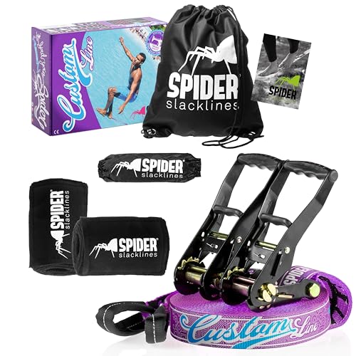 SPIDER SLACKLINE TKSA3 - Kit Slackline adulti - Materiale resistente per chi pratica slacklining - Set fettuccia 25m per