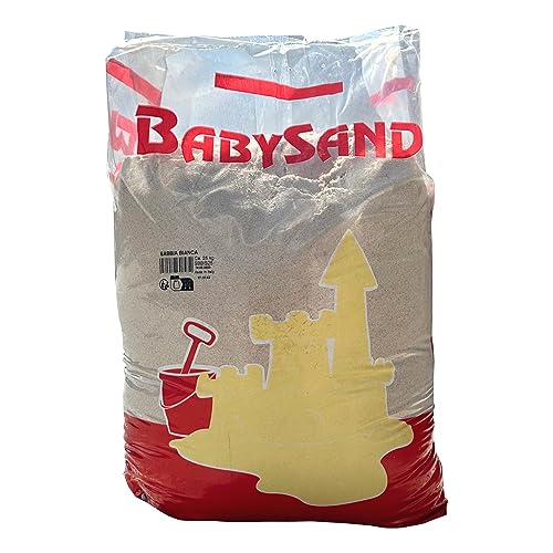 Sabbia Gioco Bambini Babysand Bianca Naturale Setacciata Lavata per Sabbiere e Aree Gioco Confezione 25kg