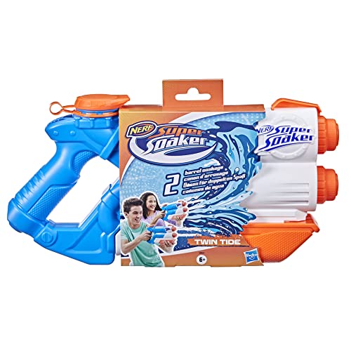 Super Soaker hasbro nerf , twin tide, blaster ad acqua con doppio flusso, per giochi e divertimento all'aperto, per