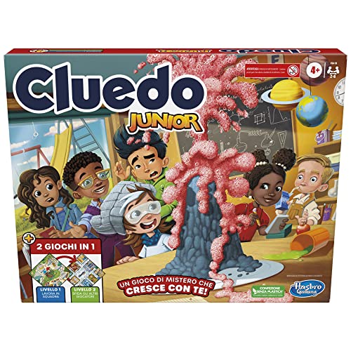 Hasbro Gaming Cluedo Junior, gioco in scatola da tavolo, 2 in 1, tabellone fronte-retro, per bambini più piccoli