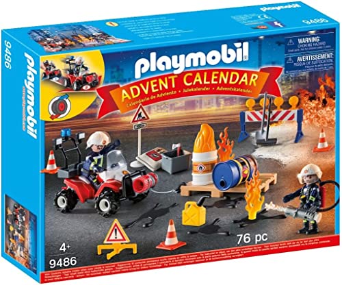 PLAYMOBIL 9486 - Calendario dell'Avvento 'Vigili del Fuoco in azione', Dai 4 anni