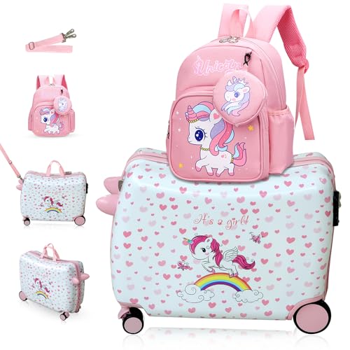 R.Leone Valigia Cavalcabile per Bambina Ryanair 55x40x20 cm + 30x23x14cm Set 2 Pezzi