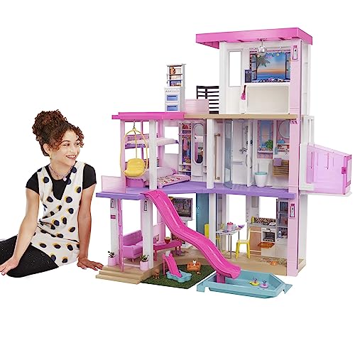 Barbie Casa dei Sogni - Playset Casa di Barbie 3 piani - Piscina - Scivolo - Ascensore - Oltre 75 Accessori - Alta 110