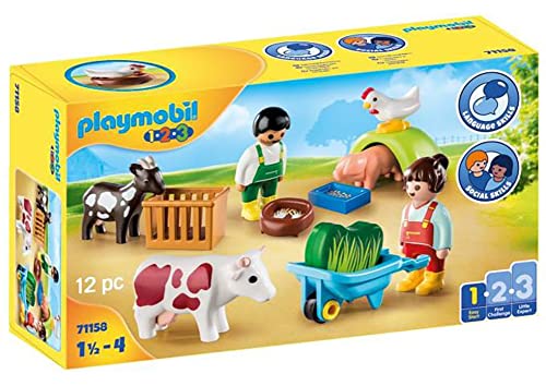 PLAYMOBIL 1.2.3 71158 Divertirsi in Fattoria, Gioco educativo e motorio per Bambini Piccoli, Primo Giocattolo per