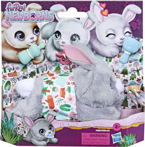 FurReal Friends-Pet Furreal Newborns Cane o Gatto sdos. Aprire e chiudere gli occhi includono 4 accessori, multicolore