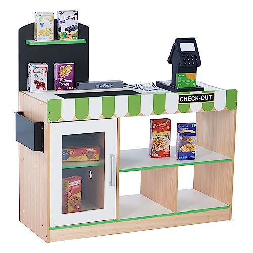 Teamson Kids - Cassiere Austin Play Market Stand - Verde/Legno - TD-13206B