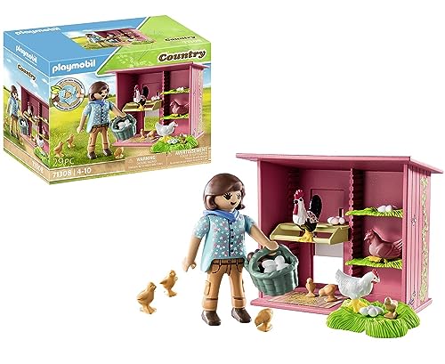 PLAYMOBIL Country 71308 Pollaio, con Gallo, Galline e Pulcini, Giocattolo per Bambini dai 4 Anni in su