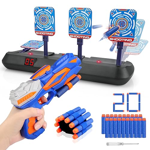 Tiro Bersaglio Elettrico con Pistola Giocattolo, Bersaglio Digitale per Nerf, 20 Proiettili,Giochi di Tiro Bambini 3 4 5