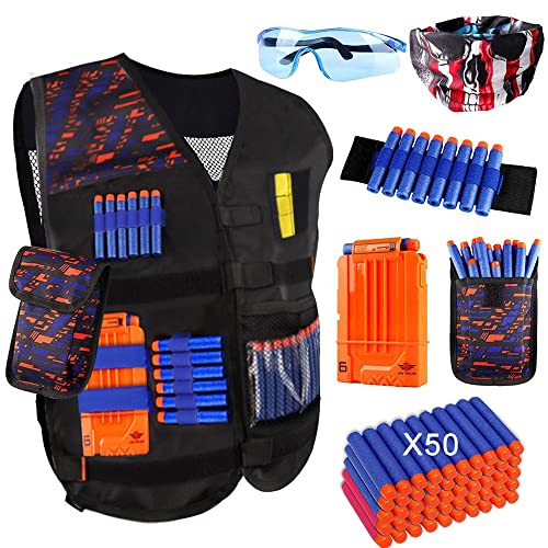 OFUN 56 Pezzi Gilet Tattico per Bambini, Gilet Nerf Elite per Nerf N-Strike Serie Elite, Giubbotto Nerf per Pistole