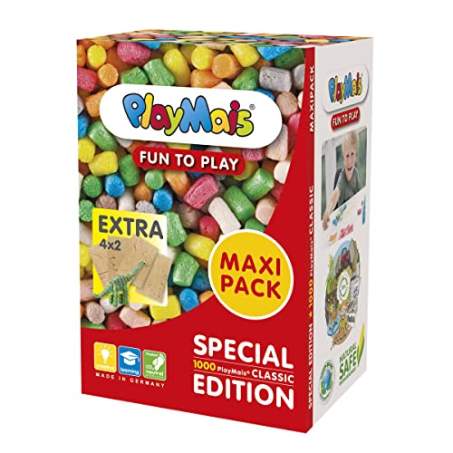 PlayMais Fun to Play Maxi Pack - Dinosauro per bambini dai 3 anni in su, gioco di abilità motoria con 1000 PlayMais