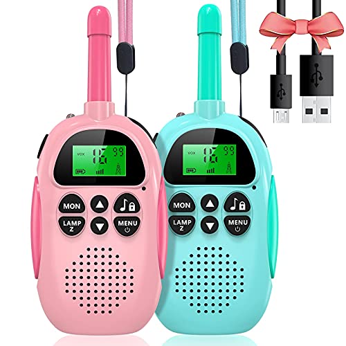 Uleway Walkie Talkie Bambini Ricaricabili Longue Portée, Ricetrasmittenti 16 Canali con LCD Retroilluminato Funzione