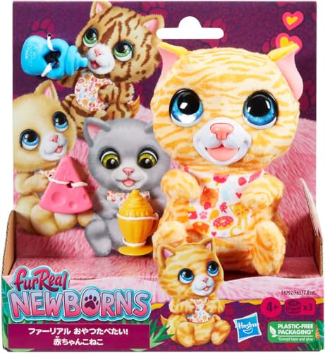 FurReal Newborns - Gattina, Peluche animatronico di Una gattina con Effetti sonori, Cuccioli interattivi per Bambini e