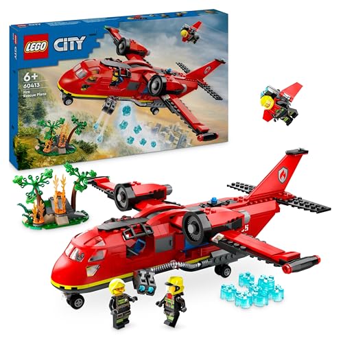 LEGO City Aereo Antincendio, Giocattolo dei Vigili del Fuoco per Bambini e Bambine da 6 Anni in su, Aeroplano con