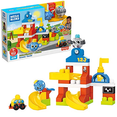 Mega Bloks- Bubù Cuccioli a Scuola, 40 Blocchi da Costruzione, Giocattolo per Bambini 1+Anni, GRJ19