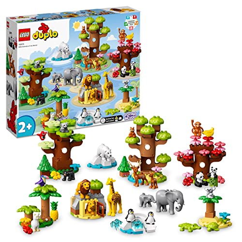 LEGO DUPLO Animali del Mondo, Giochi Educativi per Bambini e Bambine con 22 Figure di Animali Giocattolo e Mattoncino