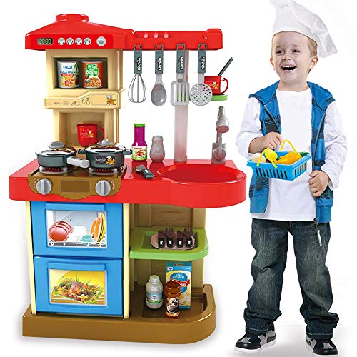 Bakaji Cucina Giocattolo per Bambini con Fornello Funzionante Luci e Suoni forno e Lavastoviglie Apribili Lavello e 30