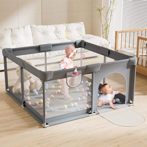 TOHIFER Box Bambini 130x130cm: Recinto per Bambini Tessuto Oxford 300D, box neonato con rete traspirante, Safe No Gaps