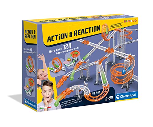 Clementoni Action & Reaction-Mega, Pista per biglie-Set Costruzioni Bambini 8 Anni, scientifico e logica, Gioco