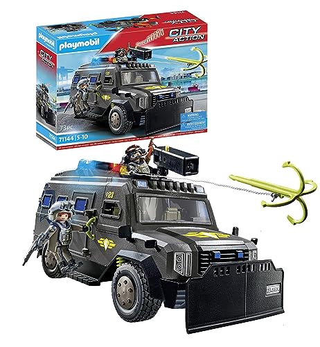 PLAYMOBIL 71144 City Action unità Speciale, Veicolo blindato,Elegante Fuoristrada delle Forze Speciali con luci e