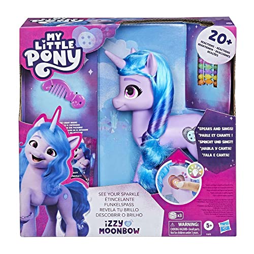 My Little Pony Izzy Moonbow Rivela Il Tuo Luccichio dalla Serie Make Your Mark, Pony da 20 cm con Musica e luci per