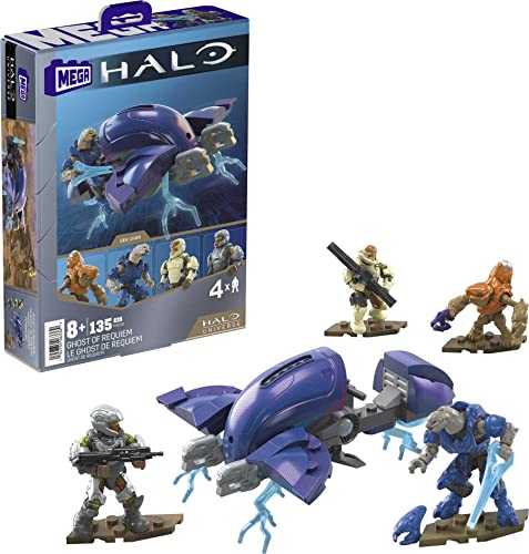 Mega Construx Halo HHC36 – Contiene 135 pezzi – Cofanetto Le Ghost de Requiem – Confezione da 4 mini statuette