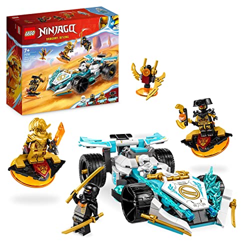 LEGO NINJAGO Auto da Corsa Spinjitzu Dragon Power di Zane, Macchina Giocattolo e 4 Minifigure, Giochi per Bambini e