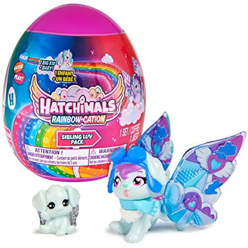 HATCHIMALS CollEGGtibles, Rainbow cation Sibling Luv Pack con 1 Big Kid, 1, Coperta in Tessuto (Stile può variare),