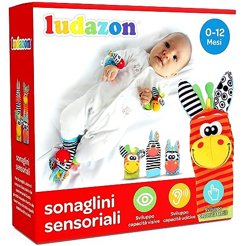 LUDAZON® Sonaglini Sensoriali per lo sviluppo delle capacità intellettive, Giochi Neonato Montessori, Sonaglio in