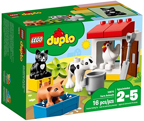 LEGO DUPLO Animali della Fattoria, Set Educativo di Mattoncini da Costruzione con Gatto Nero, Giocattoli per Bambini dai