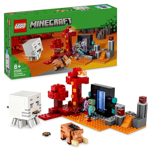 LEGO Minecraft Agguato nel Portale del Nether, Gioco da Costruire per Bambini e Bambine da 8 Anni in su, Set con Scene