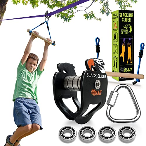 Zipline Slider Pulley Kit per Slacklines - Capacità di carico 136,1 kg Kit Zip Line Ninja Warrior Corsa ad ostacoli per