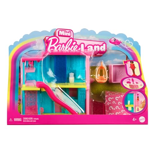 Barbie Mini BarbieLand - Mini Casa dei sogni 2, playset con bambola Barbie da 3,8 cm a sorpresa, mobili, accessori,