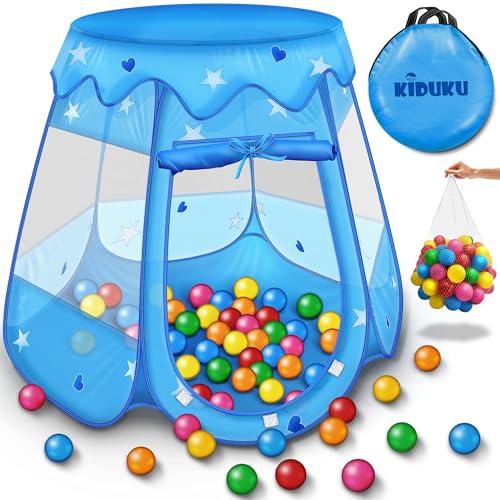 KIDUKU® Tenda da Gioco per Bambini Pop up + 100 Palline + Borsa per Interni ed esternim (Blu)