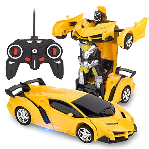 RAVSOOL Telecomando trasforma auto, robot rc ricaricabile a 360 gradi rotante acrobazia 1:18 deformazione giocattolo