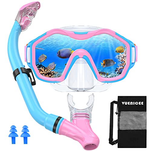 Maschera Snorkeling Bambini Set, Maschera Da Snorkeling Con Maschera e Boccaglio, Maschera Subacquea Anti-Fog &