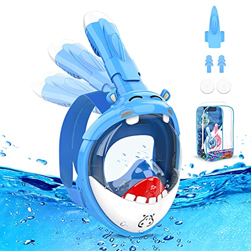 Maschera da Snorkeling per Bambini a Forma di Squalo，Mare Maschere Subacquea 180° Visuale Panoramica Immersioni Anti