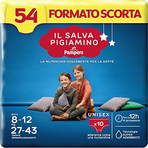 Pampers Il Salvapigiamino 8-12 anni, Formato Scorta, 54 Pannolini, Taglia L/XL (27-43 Kg)