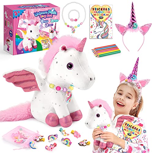 EUCOCO Peluche Unicorno Bambina Regalo, Regalo Bambina 3-7 Anni Giocattoli Unicorno Kit Pittura per Bambini 3-8 Anni