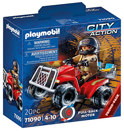 PLAYMOBIL City Action 71090 Quad Vigile del Fuoco, con Motore Pull-Back, Giocattoli per Bambini dai 4 Anni