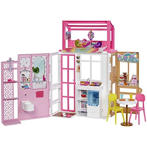 Barbie - Loft, Playset a 2 Piani con 4 Aree Gioco, Cucciolo e Accessori, Bambola Non Inclusa, Giocattolo per Bambini 3+
