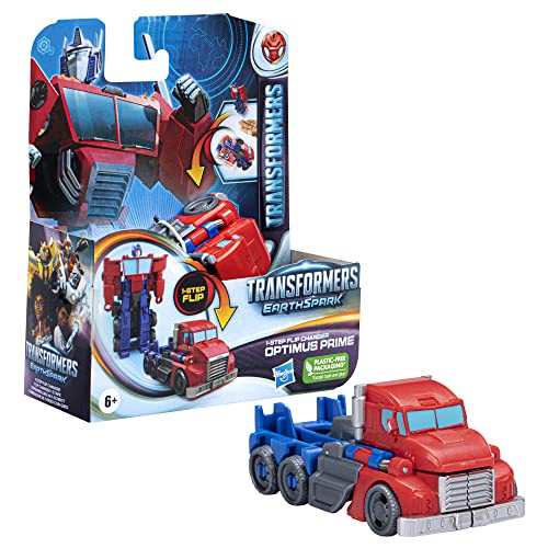 Transformers EarthSpark - Action figure di Optimus Prime da 10 cm, conversione in 1 passaggio con lancio in aria,