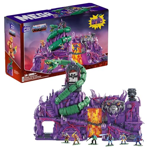 MEGA Masters of the Universe - Snake Mountain set per collezionisti con tutti gli elementi della magia oscura,